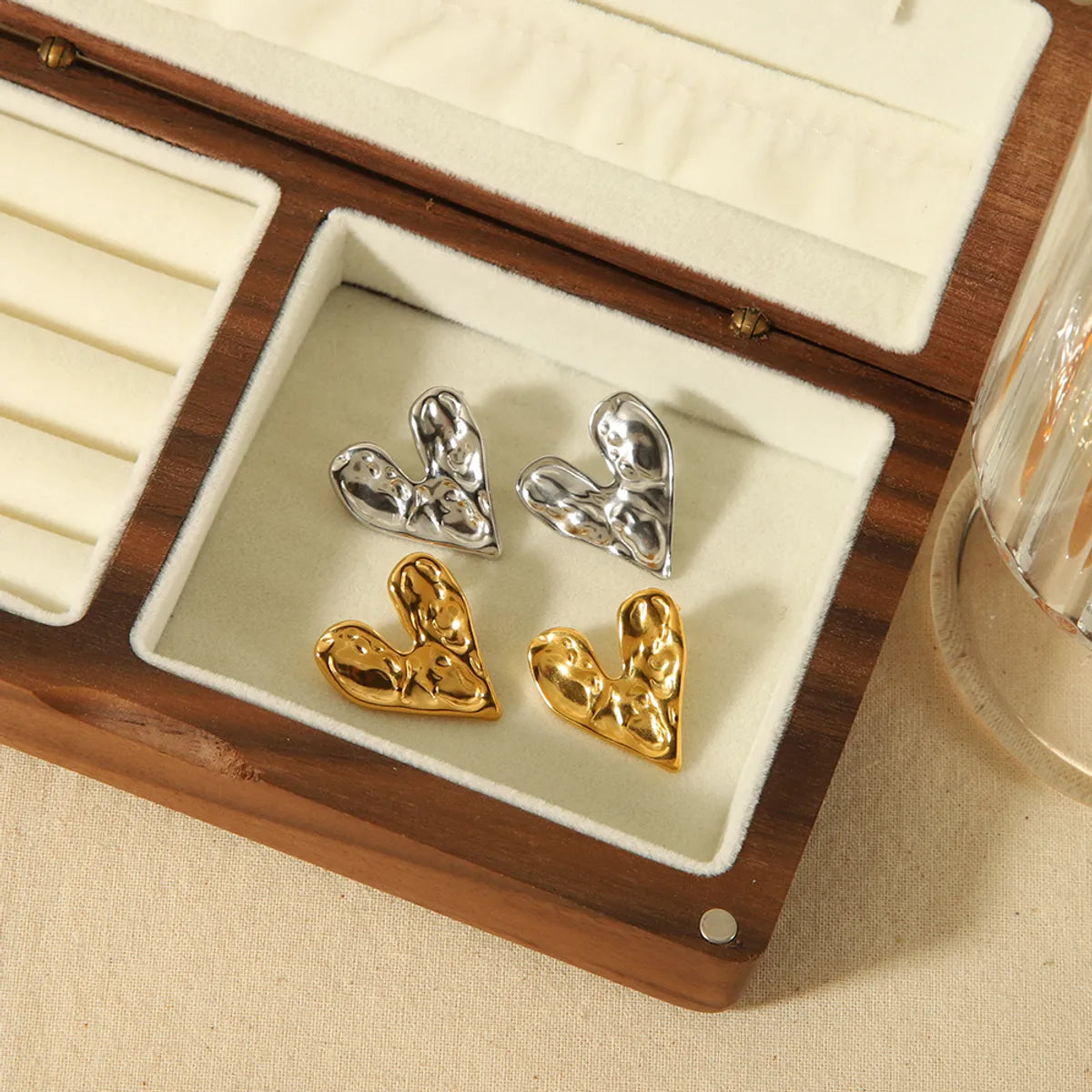 1 Pair Simple Style Heart Shape Polishing Plating 304 Stainless Steel 18K Gold Plated Ear Studs