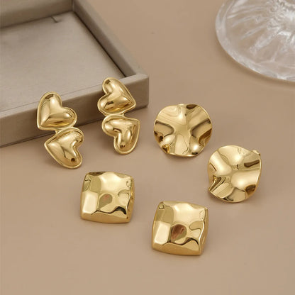 1 Pair Simple Style Heart Shape Polishing Plating Stainless Steel 18K Gold Plated Ear Studs