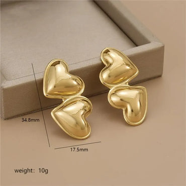 1 Pair Simple Style Heart Shape Polishing Plating Stainless Steel 18K Gold Plated Ear Studs