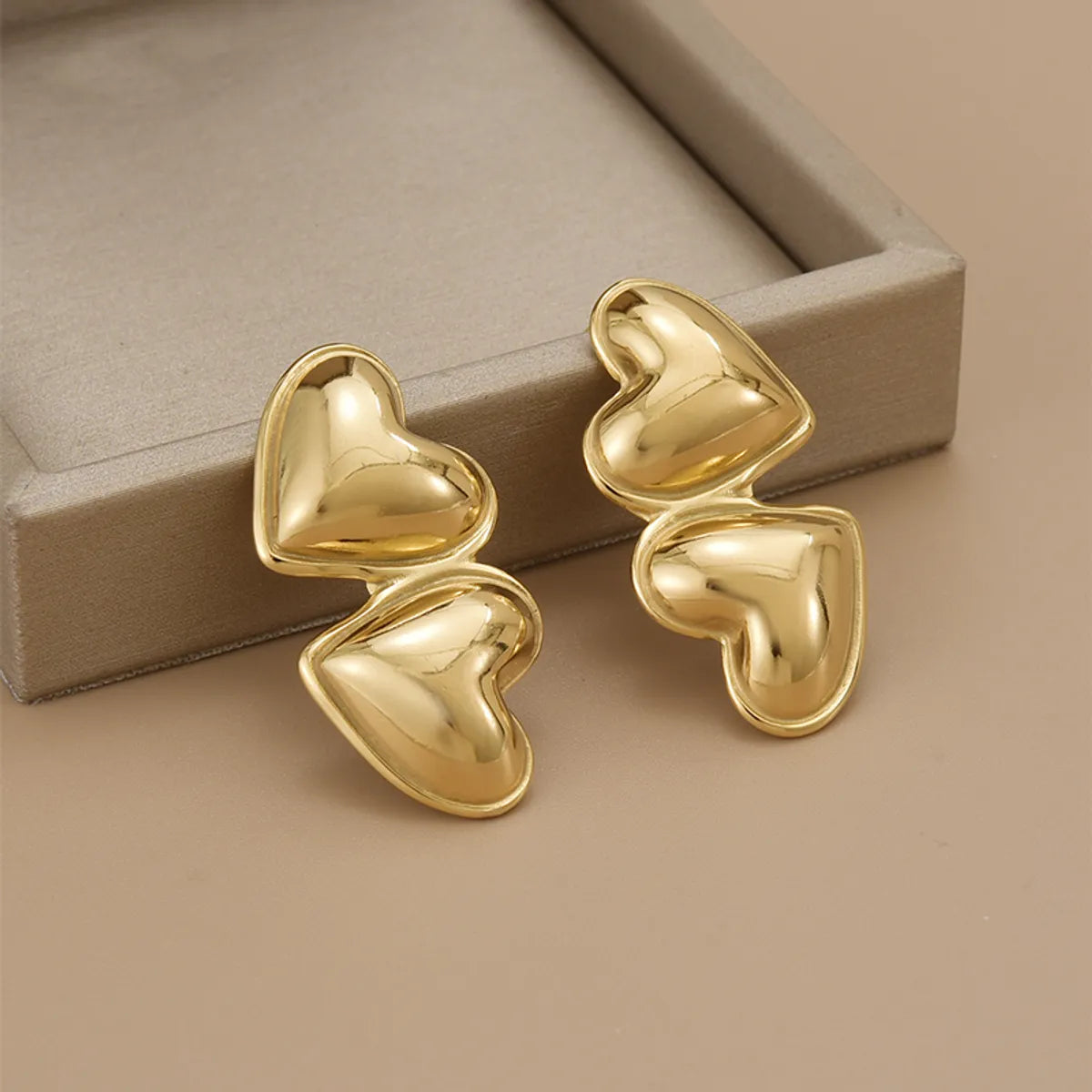 1 Pair Simple Style Heart Shape Polishing Plating Stainless Steel 18K Gold Plated Ear Studs