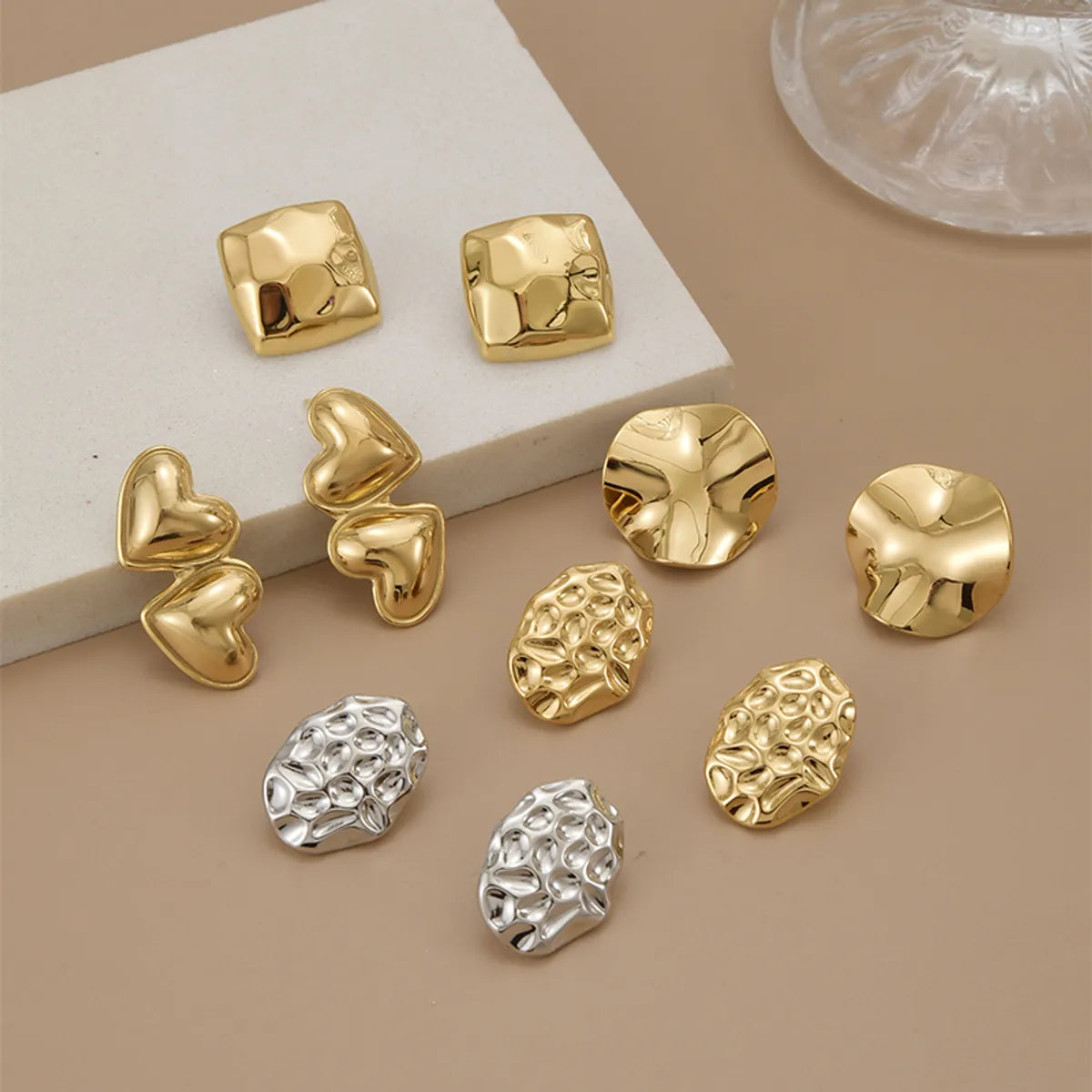 1 Pair Simple Style Heart Shape Polishing Plating Stainless Steel 18K Gold Plated Ear Studs