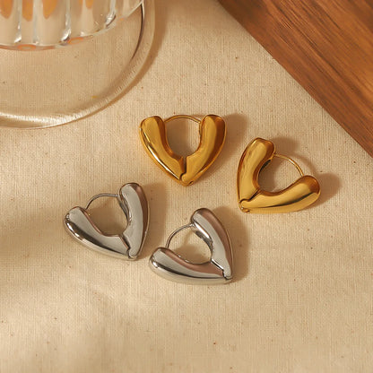 1 Pair Simple Style Heart Shape Polishing Plating Stainless Steel 18k Gold Plated Earrings