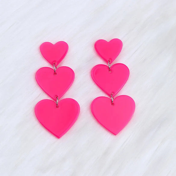 1 Pair Simple Style Heart Shape Printing Arylic Drop Earrings