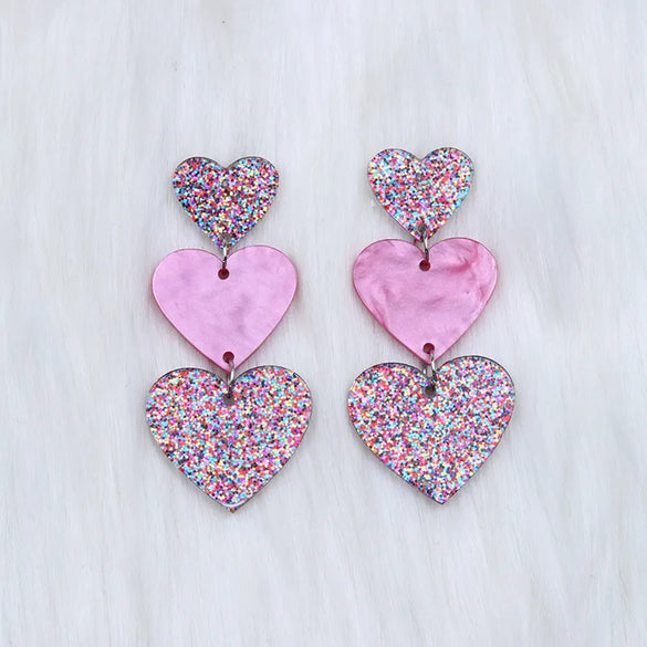 1 Pair Simple Style Heart Shape Printing Arylic Drop Earrings