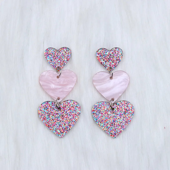 1 Pair Simple Style Heart Shape Printing Arylic Drop Earrings