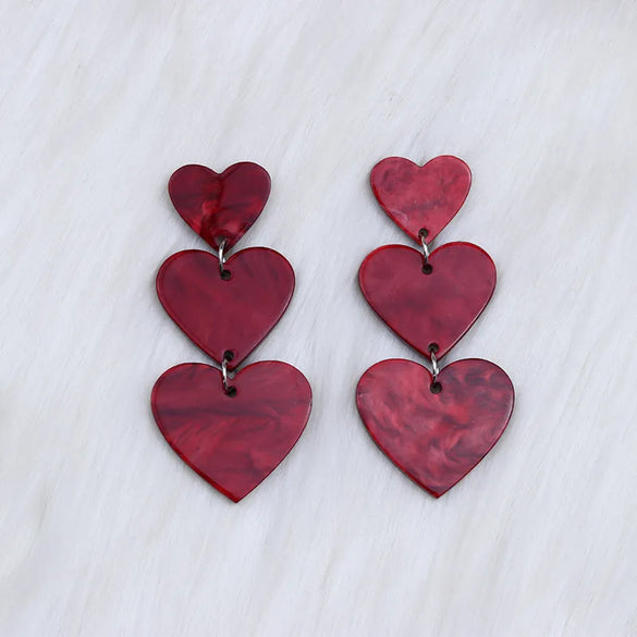 1 Pair Simple Style Heart Shape Printing Arylic Drop Earrings