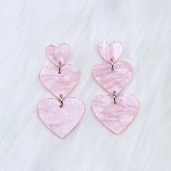 1 Pair Simple Style Heart Shape Printing Arylic Drop Earrings