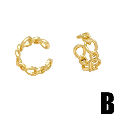 1 Pair Simple Style Heart Shape Solid Color Twist Plating Copper 18K Gold Plated Ear Cuffs