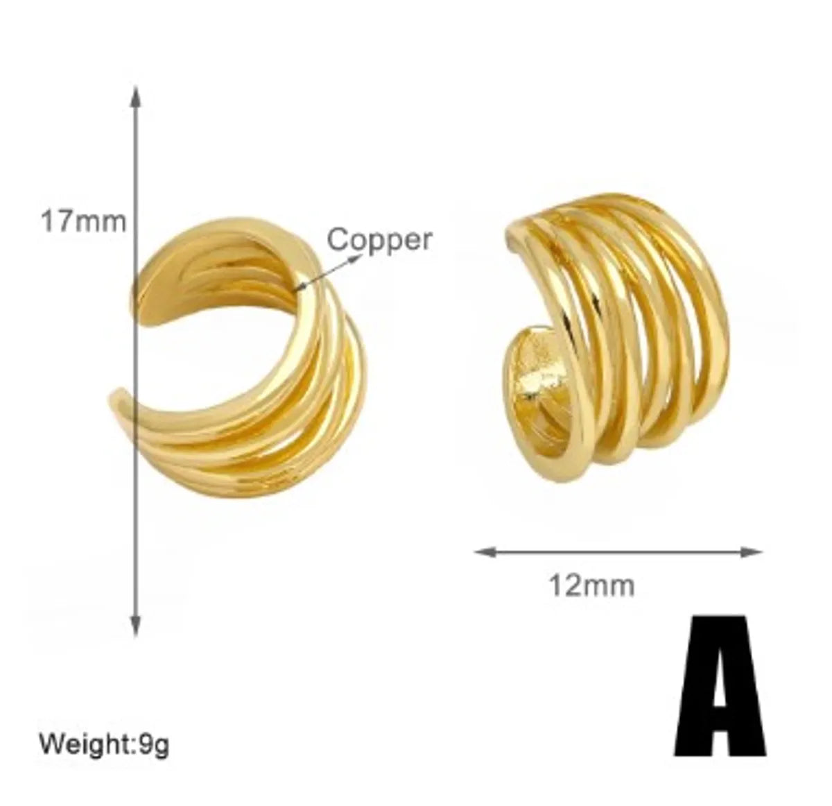 1 Pair Simple Style Heart Shape Solid Color Twist Plating Copper 18K Gold Plated Ear Cuffs