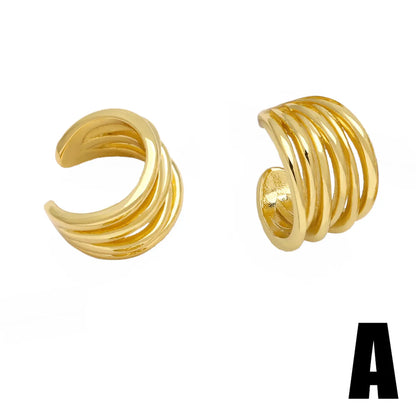 1 Pair Simple Style Heart Shape Solid Color Twist Plating Copper 18K Gold Plated Ear Cuffs