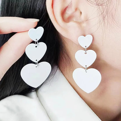 1 Pair Simple Style Heart Shape Spray Paint Alloy Drop Earrings