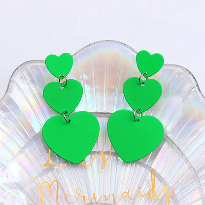 1 Pair Simple Style Heart Shape Spray Paint Alloy Drop Earrings