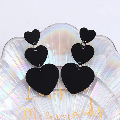 1 Pair Simple Style Heart Shape Spray Paint Alloy Drop Earrings