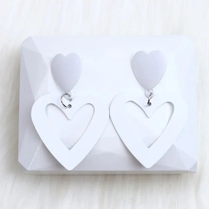 1 Pair Simple Style Heart Shape Spray Paint Alloy Drop Earrings