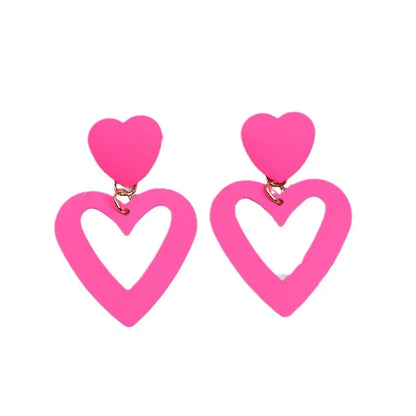 1 Pair Simple Style Heart Shape Spray Paint Alloy Drop Earrings