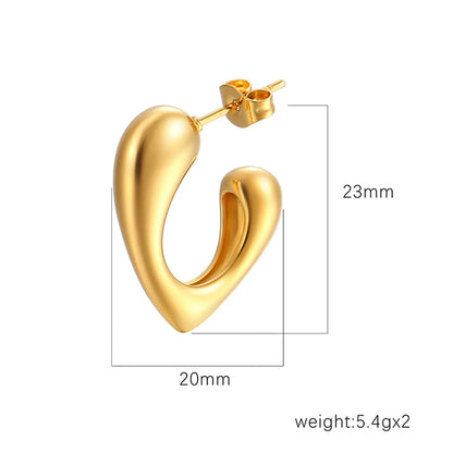 1 Pair Simple Style Heart Shape Stainless Steel 18K Gold Plated Ear Studs