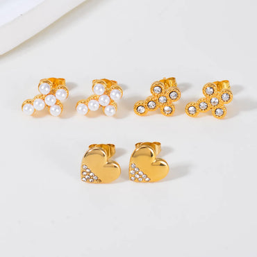 1 Pair Simple Style Heart Shape Stainless Steel Drop Earrings