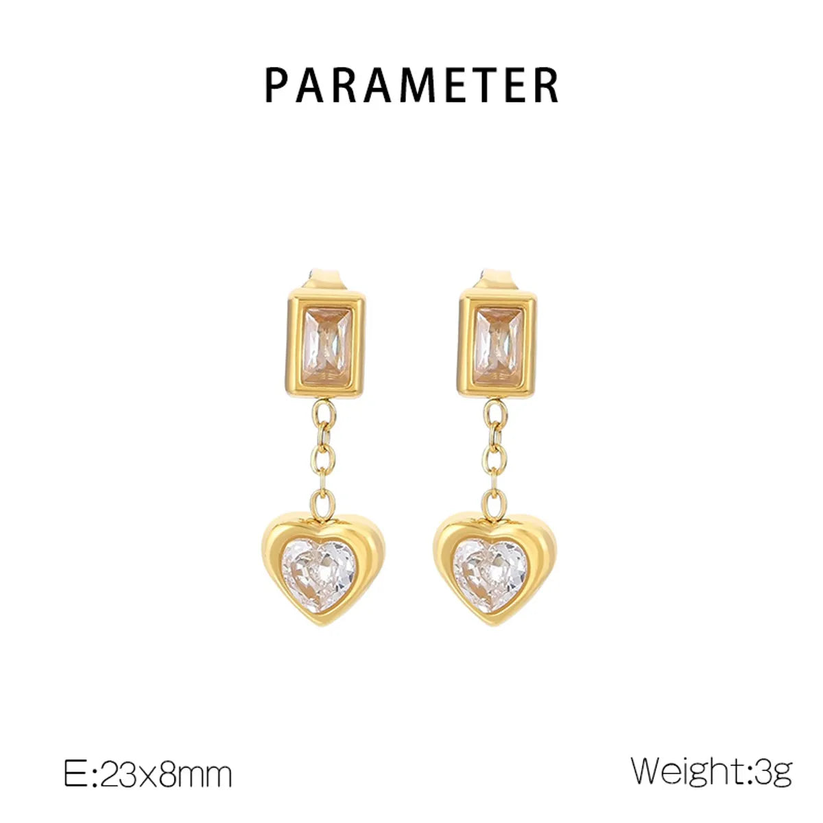 1 Pair Simple Style Heart Shape Stainless Steel Drop Earrings