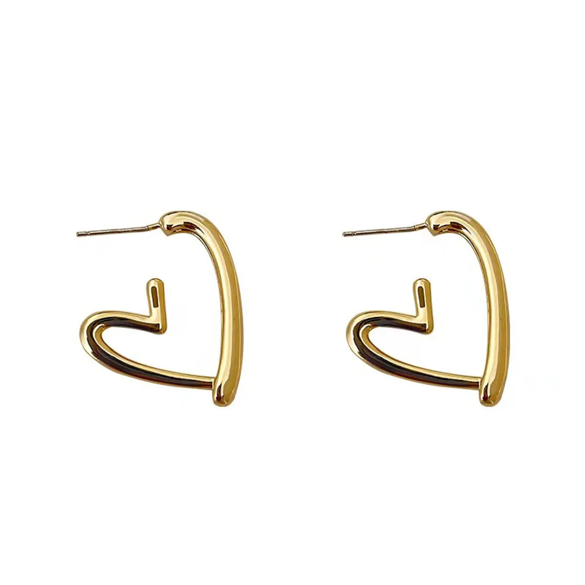 1 Pair Simple Style Heart Shape Stainless Steel Gold Plated Ear Studs