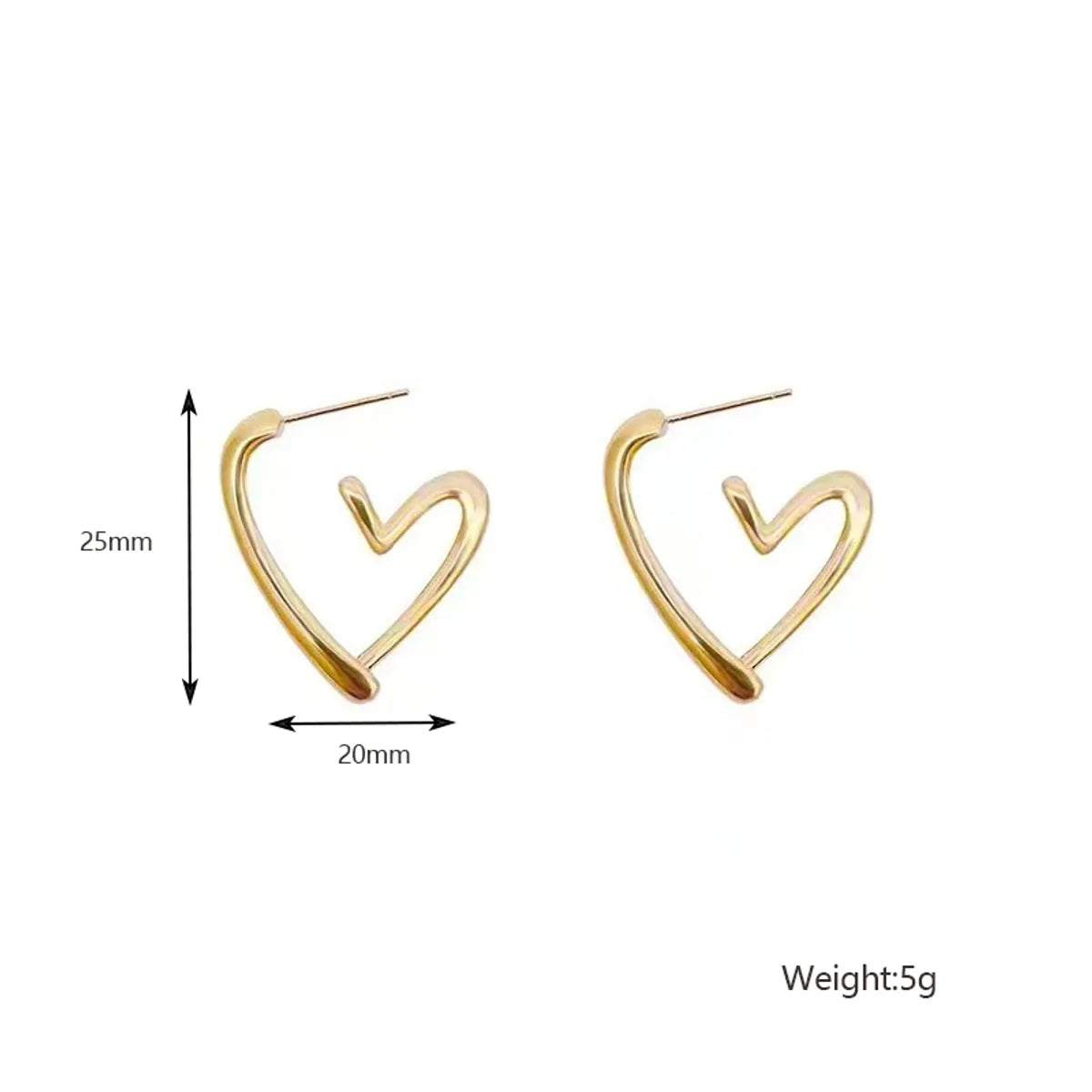 1 Pair Simple Style Heart Shape Stainless Steel Gold Plated Ear Studs