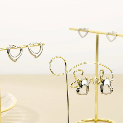 1 Pair Simple Style Heart Shape Stainless Steel Gold Plated Ear Studs