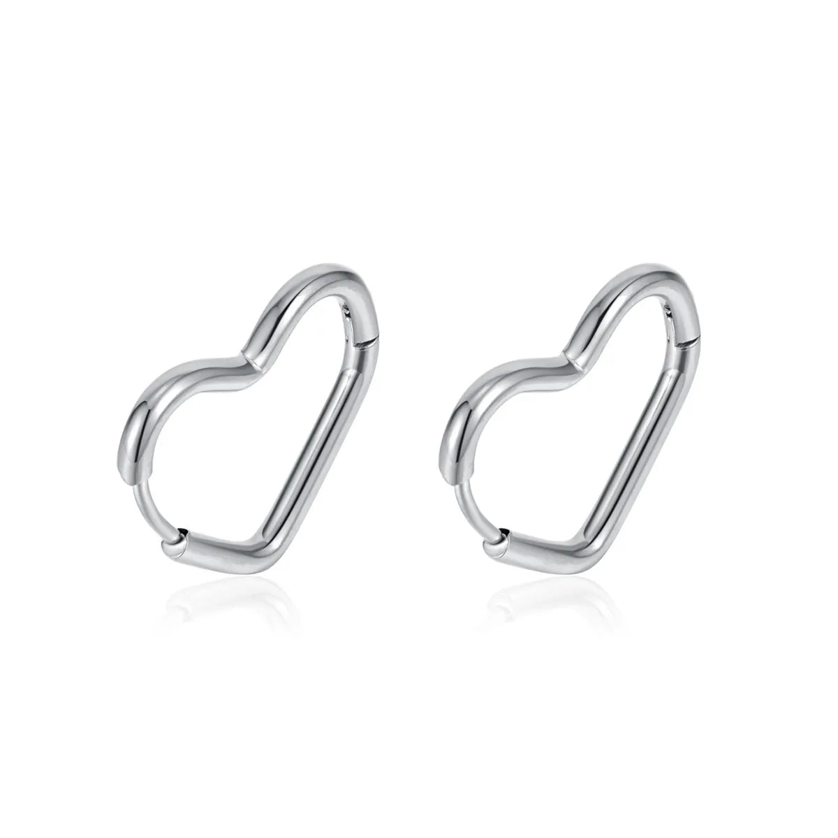 1 Pair Simple Style Heart Shape Stainless Steel Titanium Steel Earrings