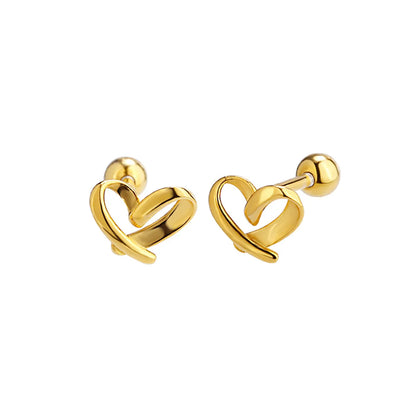 1 Pair Simple Style Heart Shape Sterling Silver Ear Studs