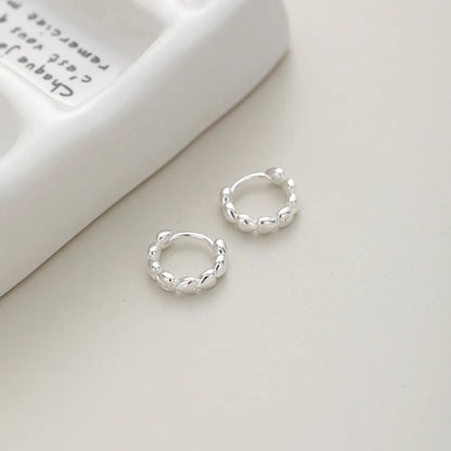 1 Pair Simple Style Heart Shape Sterling Silver Earrings