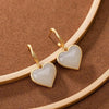 1 Pair Simple Style Heart Shape Sterling Silver Inlay Hetian Jade Drop Earrings