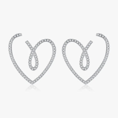 1 Pair Simple Style Heart Shape Sterling Silver Inlay Zircon Ear Studs