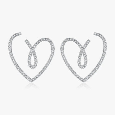 1 Pair Simple Style Heart Shape Sterling Silver Inlay Zircon Ear Studs