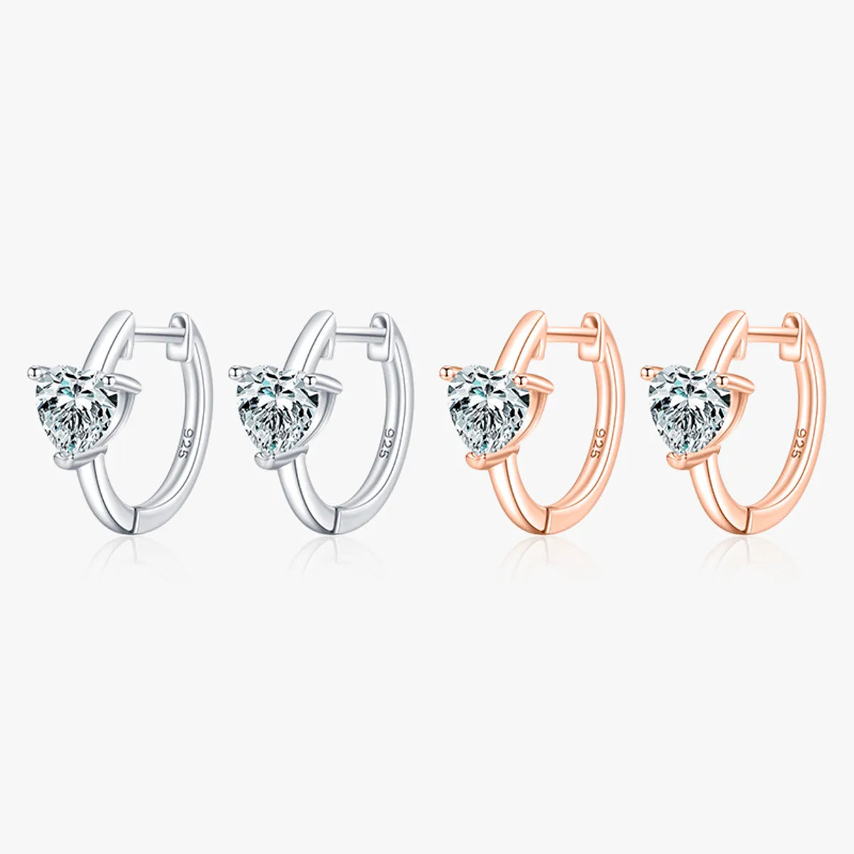 1 Pair Simple Style Heart Shape Sterling Silver Plating Inlay Zircon Rose Gold Plated Rhodium Plated Earrings