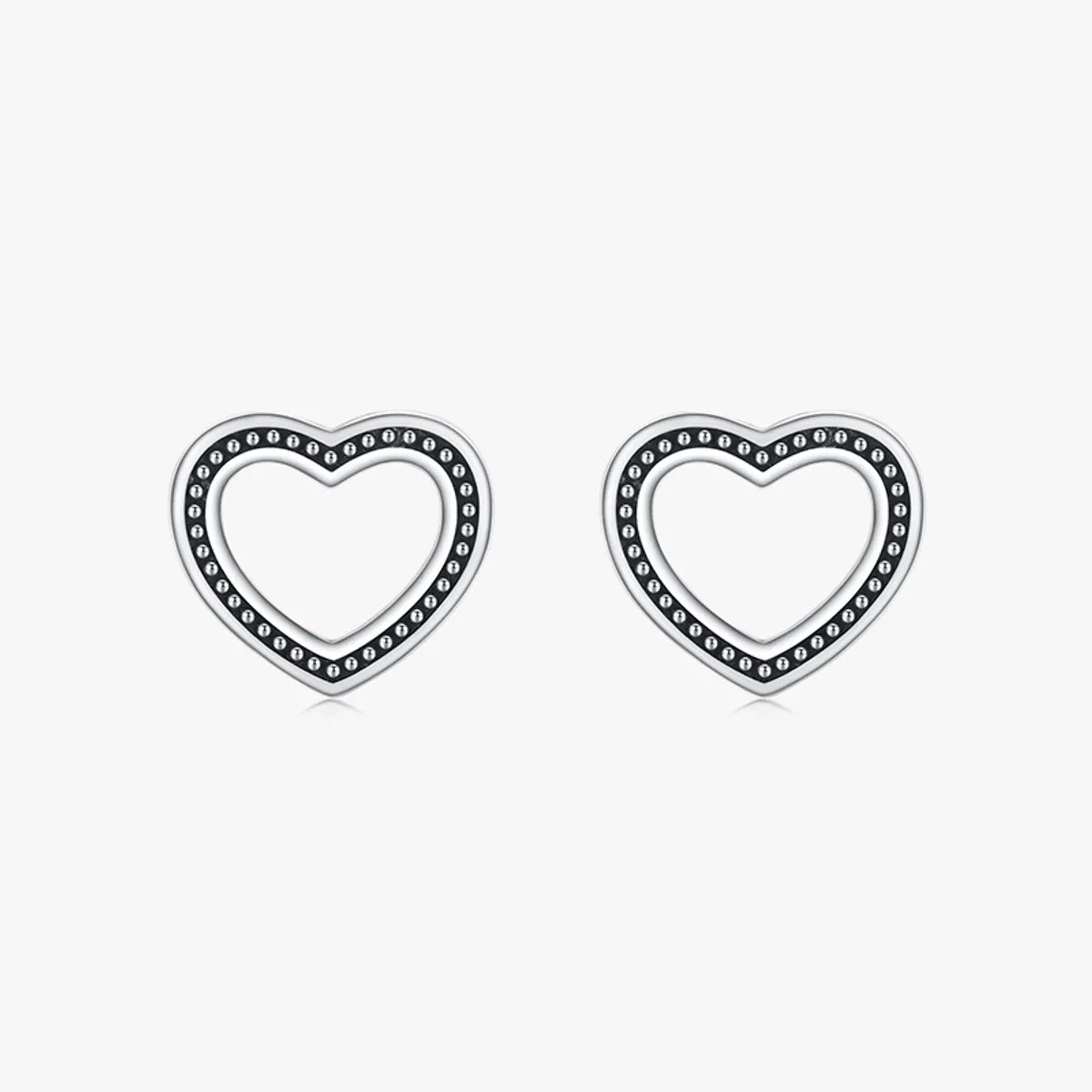 1 Pair Simple Style Heart Shape Sterling Silver Plating Three-dimensional Silver Plated Ear Studs