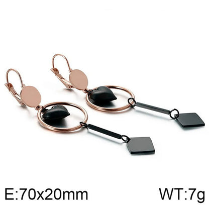 1 Pair Simple Style Heart Shape Titanium Steel 18k Gold Plated Drop Earrings