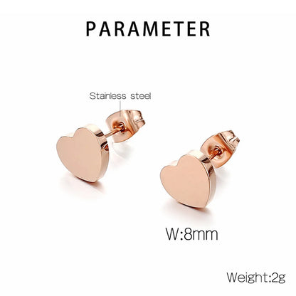 1 Pair Simple Style Heart Shape Titanium Steel Gold Plated Ear Studs