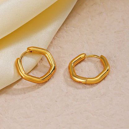 1 Pair Simple Style Hexagon Plating Stainless Steel 18k Gold Plated Earrings