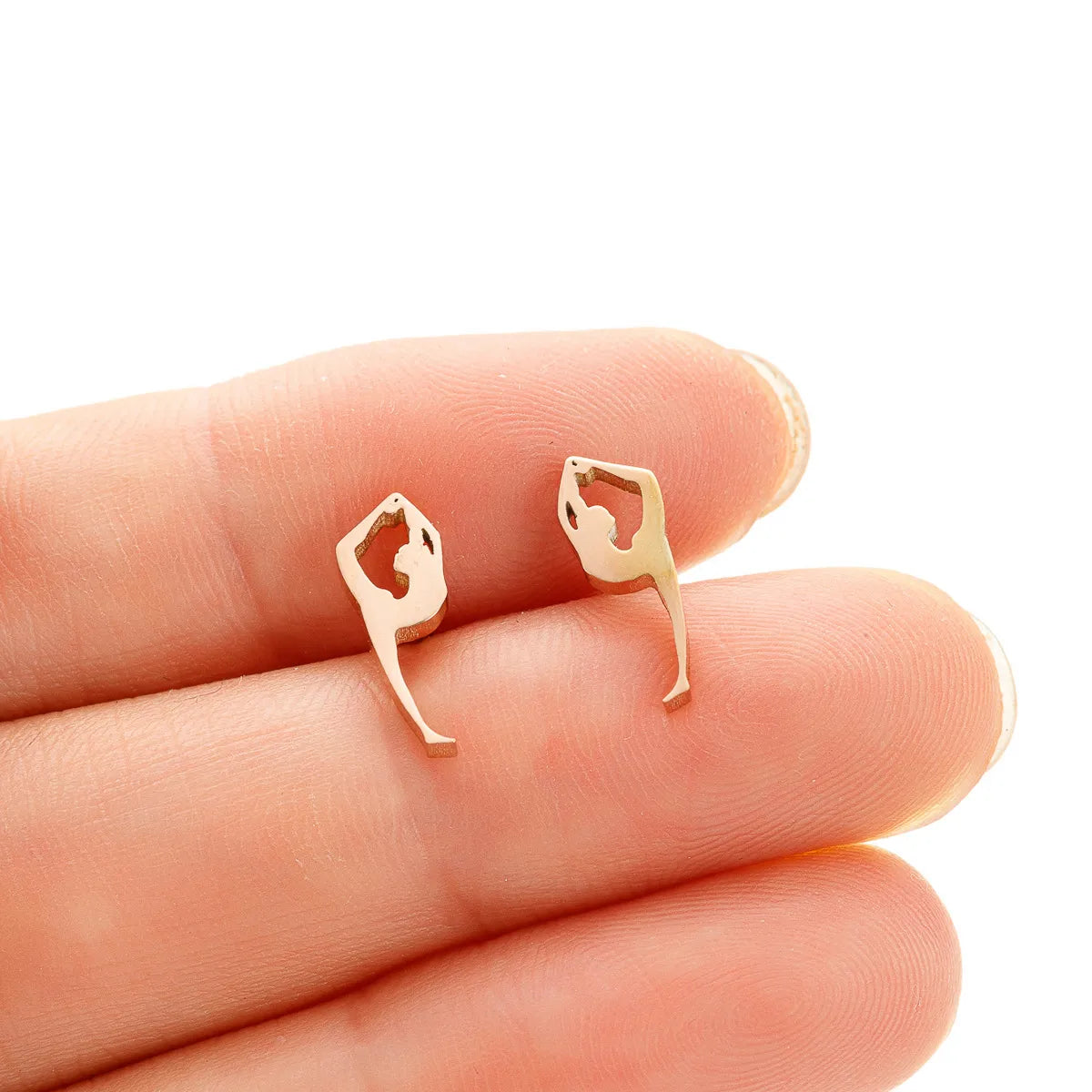 1 Pair Simple Style Human Plating Stainless Steel 18K Gold Plated Ear Studs