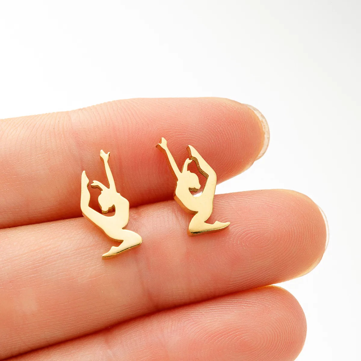 1 Pair Simple Style Human Plating Stainless Steel 18K Gold Plated Ear Studs