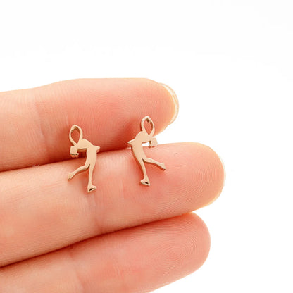 1 Pair Simple Style Human Plating Stainless Steel 18K Gold Plated Ear Studs