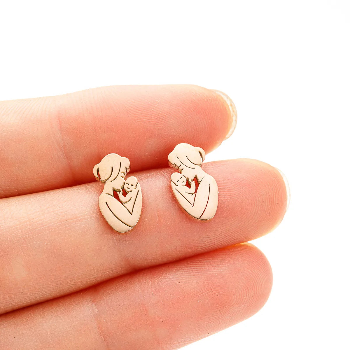 1 Pair Simple Style Human Plating Stainless Steel 18K Gold Plated Ear Studs