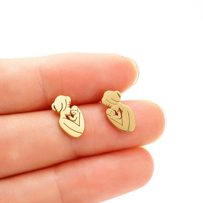 1 Pair Simple Style Human Plating Stainless Steel 18K Gold Plated Ear Studs