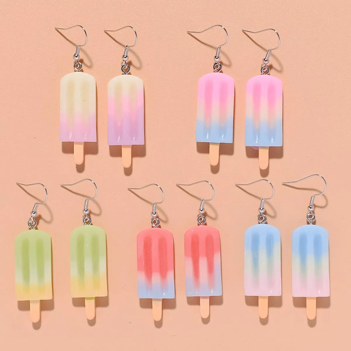 1 Pair Simple Style Ice Cream Patchwork Plastic Resin Drop Earrings