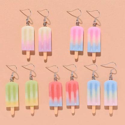 1 Pair Simple Style Ice Cream Patchwork Plastic Resin Drop Earrings