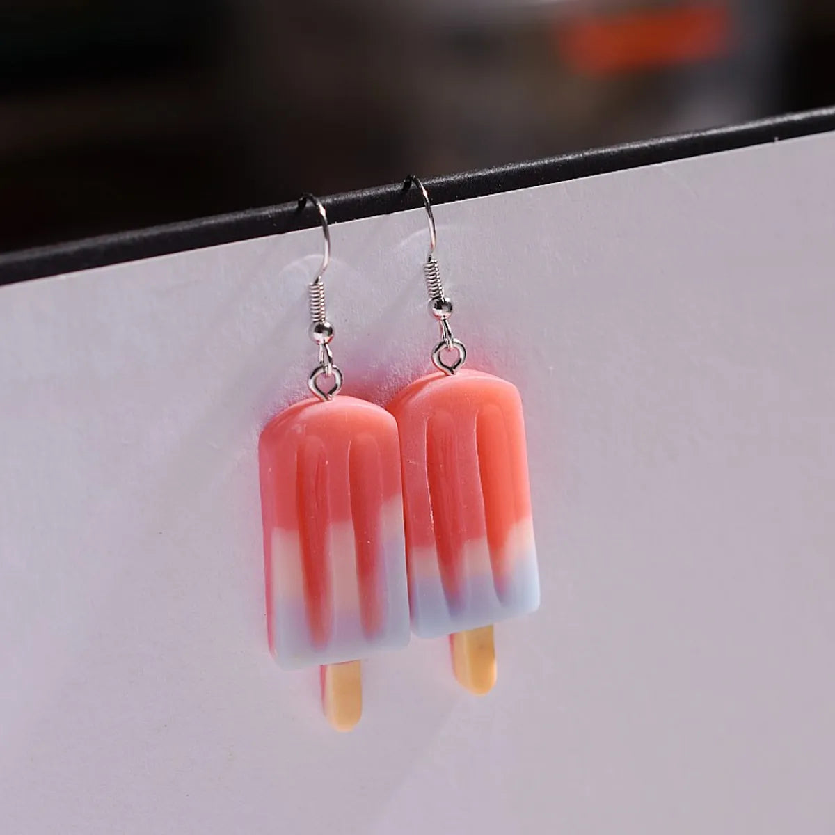 1 Pair Simple Style Ice Cream Patchwork Plastic Resin Drop Earrings