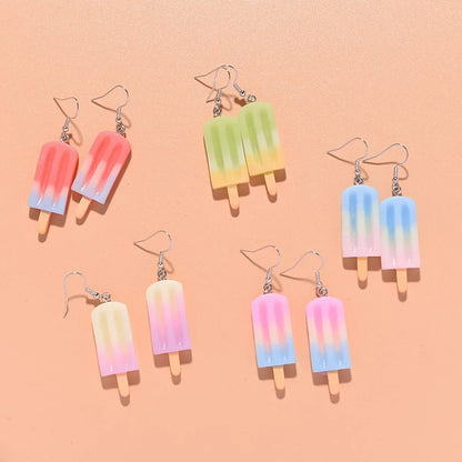 1 Pair Simple Style Ice Cream Patchwork Plastic Resin Drop Earrings