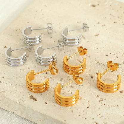 1 Pair Simple Style IG Style C Shape Polishing 304 Stainless Steel 18K Gold Plated Ear Studs