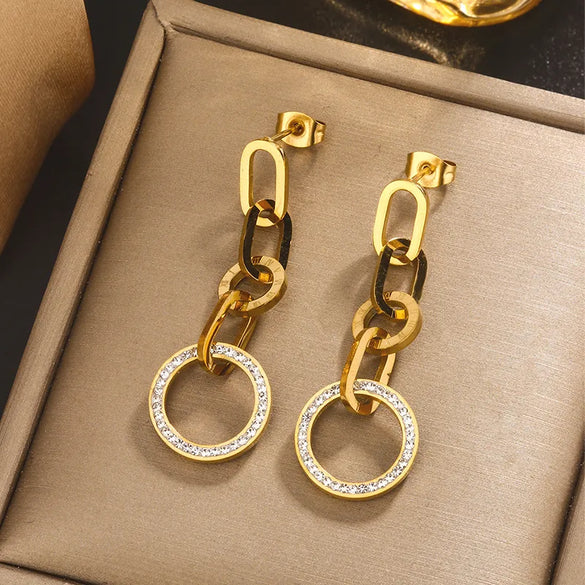 1 Pair Simple Style IG Style Pentagram Heart Shape Butterfly Inlay 304 Stainless Steel Artificial Pearl Shell Rhinestones Pearl Shell 18K Gold Plated Drop Earrings