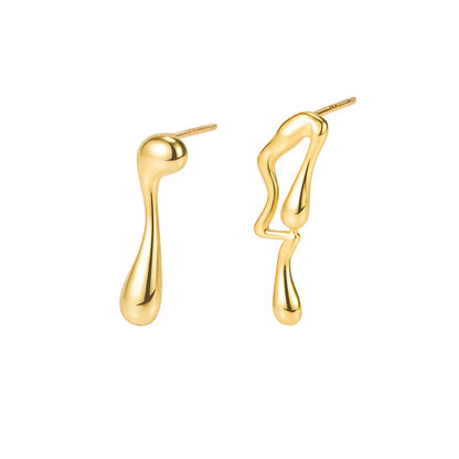 1 Pair Simple Style Irregular Asymmetrical Plating Sterling Silver 18k Gold Plated Ear Studs