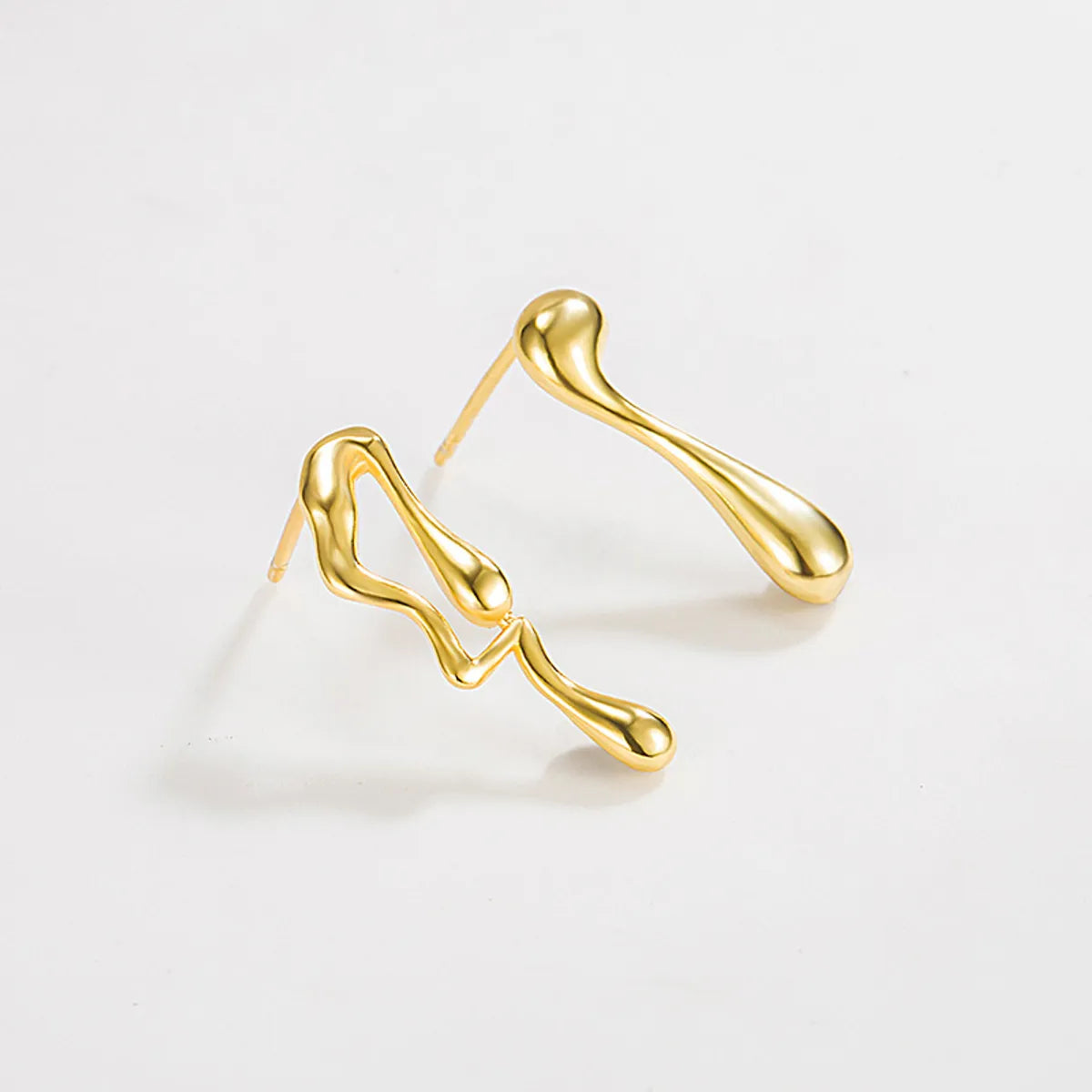 1 Pair Simple Style Irregular Asymmetrical Plating Sterling Silver 18k Gold Plated Ear Studs