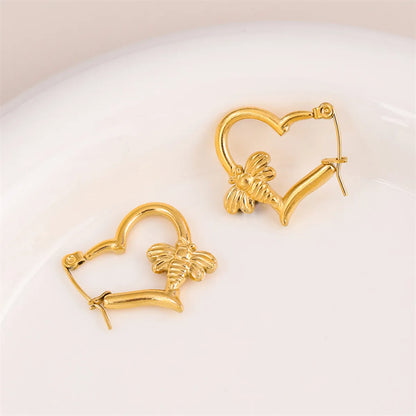 1 Pair Simple Style Irregular Heart Shape Bee Plating Stainless Steel 18k Gold Plated Ear Studs